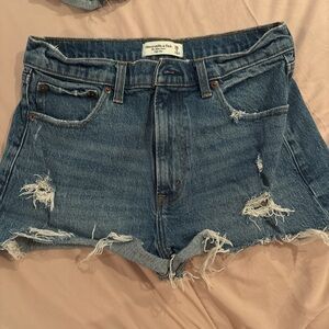 Abercrombie & Fitch Distressed Blue Jean Shorts